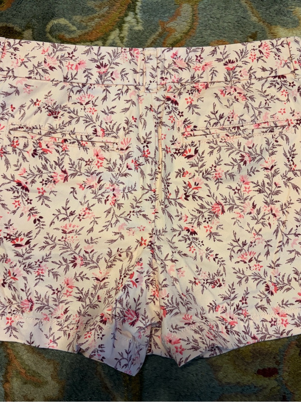 LOFT High Waist Floral Shorts - Cream with Pink and Purple Accents